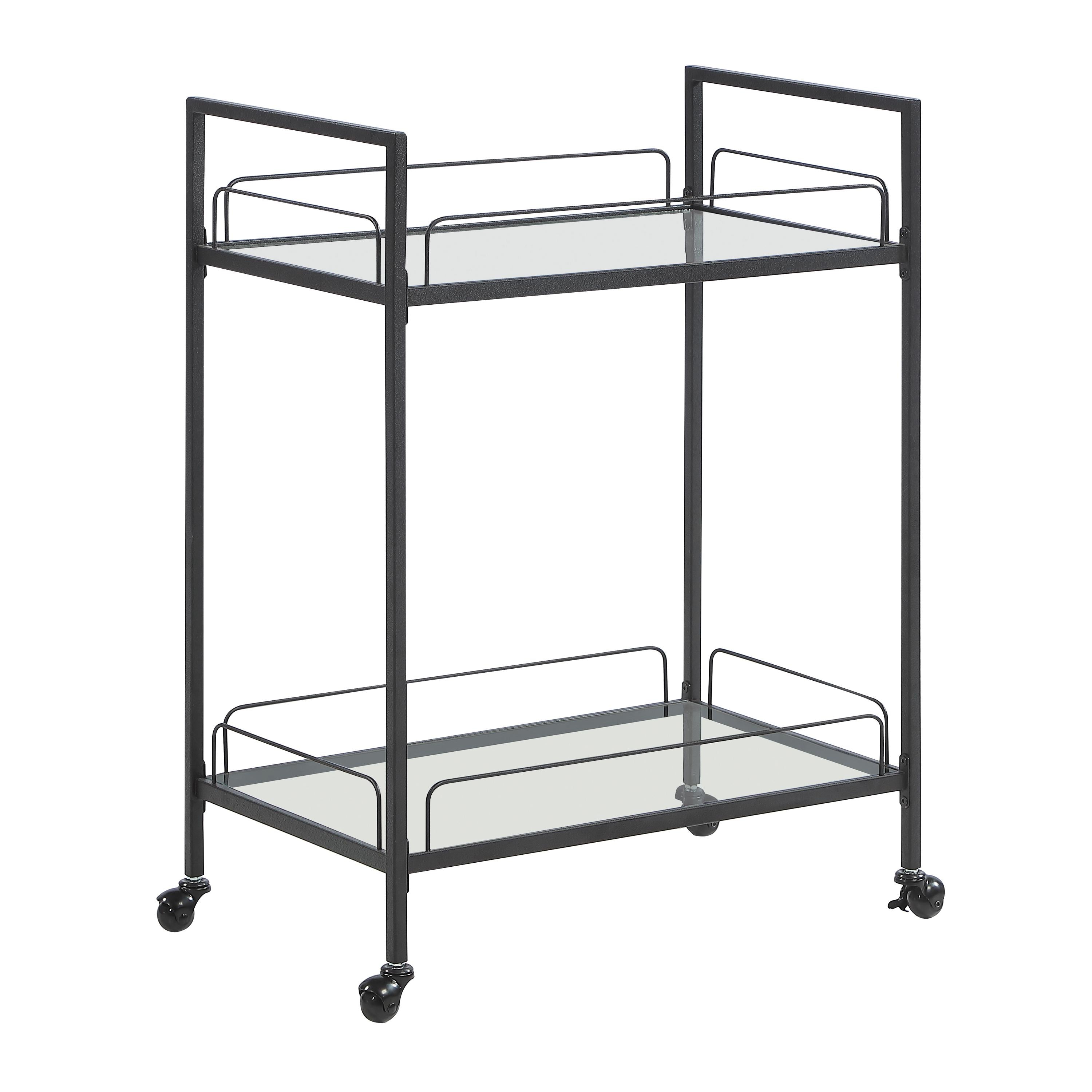 Coaster Furniture Curltis 181065 2-tier Rectangular Glass Shelf Metal Bar Cart - Black IMAGE 1